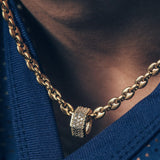 Hex Nut Bead - Full Pave - Yellow Gold - White Diamond