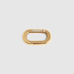 A gold-tone oval carabiner clasp with the brand name 'LOCKSET' engraved on the top loop, set against a solid light gray background.