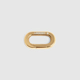 A gold-tone oval carabiner clasp with the brand name 'LOCKSET' engraved on the top loop, set against a solid light gray background.