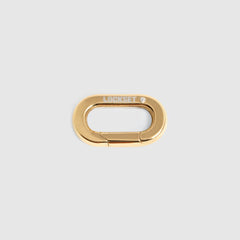 A gold-tone oval carabiner clasp with the brand name 'LOCKSET' engraved on the top loop, set against a solid light gray background.