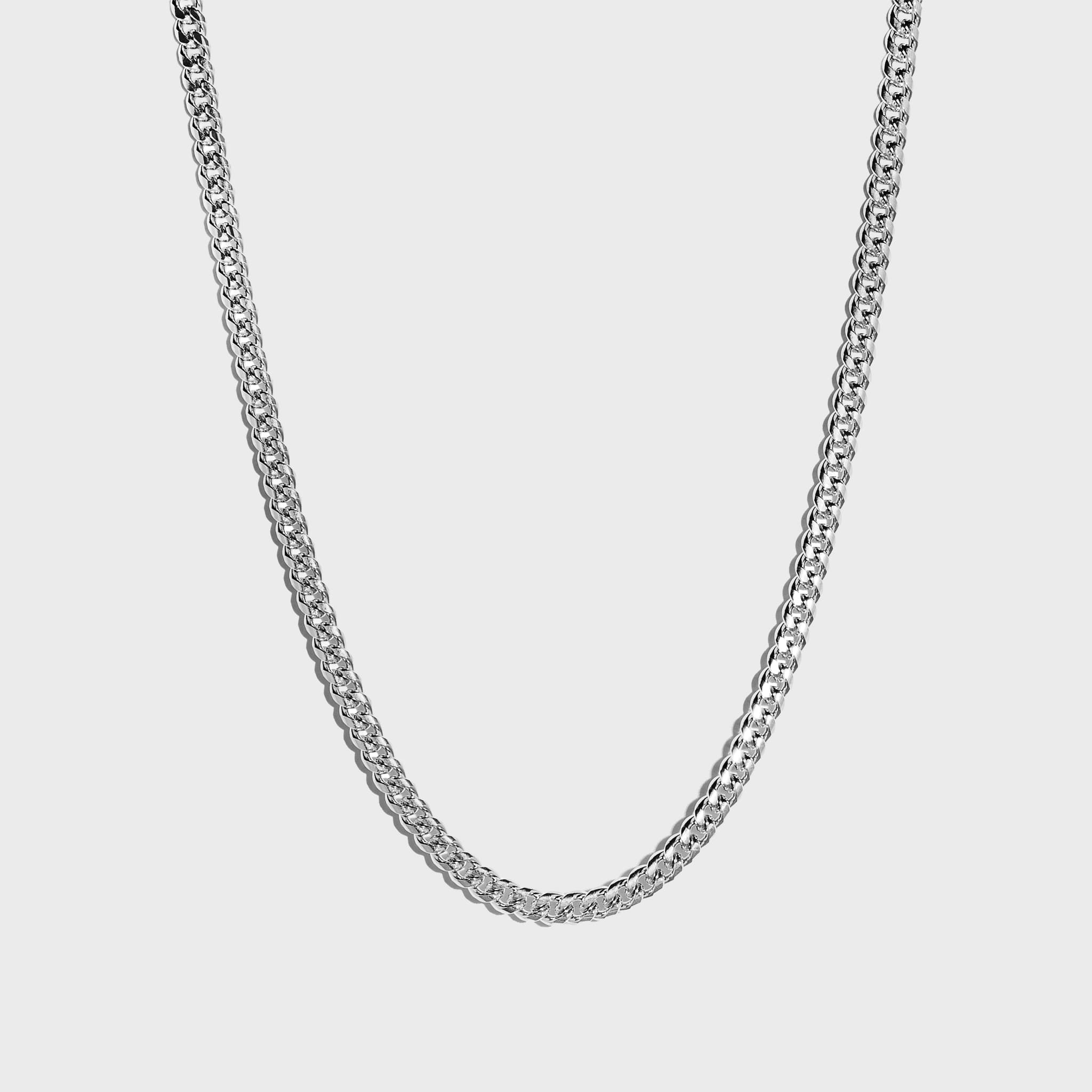 Silver cuban chain on white background
